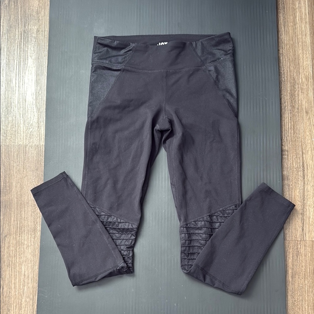 JoyLab Black Performance Leggings with Ribbed Panels
